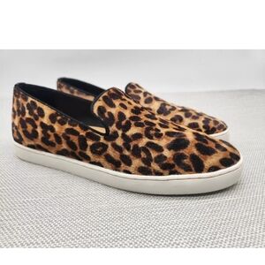 Birdies Size 8 Leather Leopard Print Loafer Comfort Cushioned Slip On Sneaker